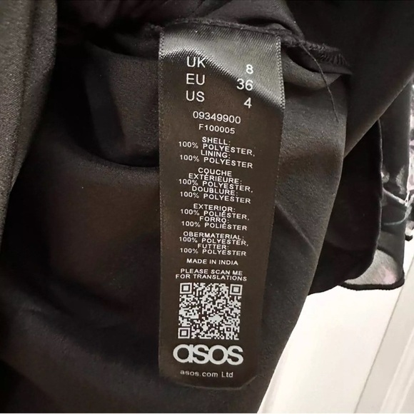 ASOS Black Ruffle Trim Purple Floral Double Front Slit Maxi Dress sz 4 - Picture 8 of 11